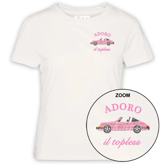 T-shirt Mc2 Saint Barth Avorio art. Emilie Adoro Topless 10 Strass Emb, foto 1 di 1