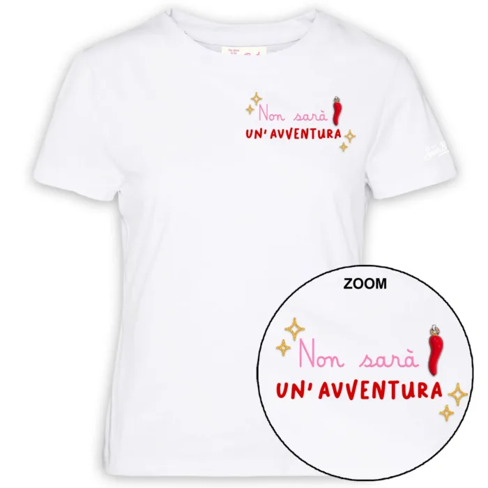 T-shirt Mc2 Saint Barth Bianca art. Emilie Non Avventura 01N Charm Emb, foto 1 di 1