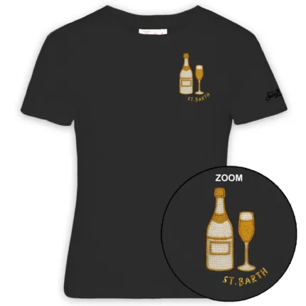 T-shirt Mc2 Saint Barth Nera art. Emilie Sb Bollicine 00 Beads Emb