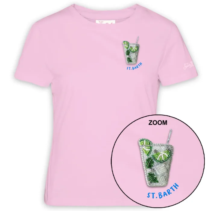 T-shirt Mc2 Saint Barth Rosa art. Emilie Sb Mojito 20 N Beads Emb, foto 1 di 1