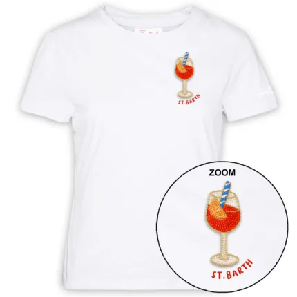 T-shirt Mc2 Saint Barth Bianca art. Emilie Sb Spritz 01N Beads Emb