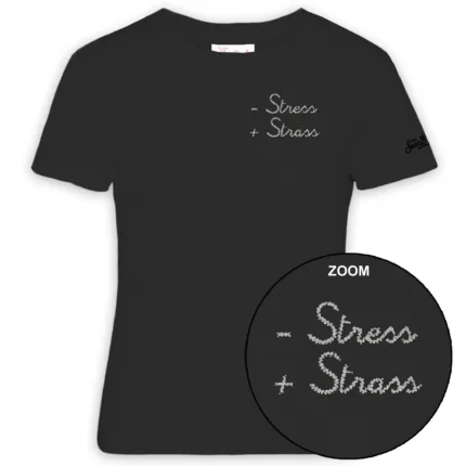 T-shirt Mc2 Saint Barth Nero art. Emilie Stress Strass 00 Strass