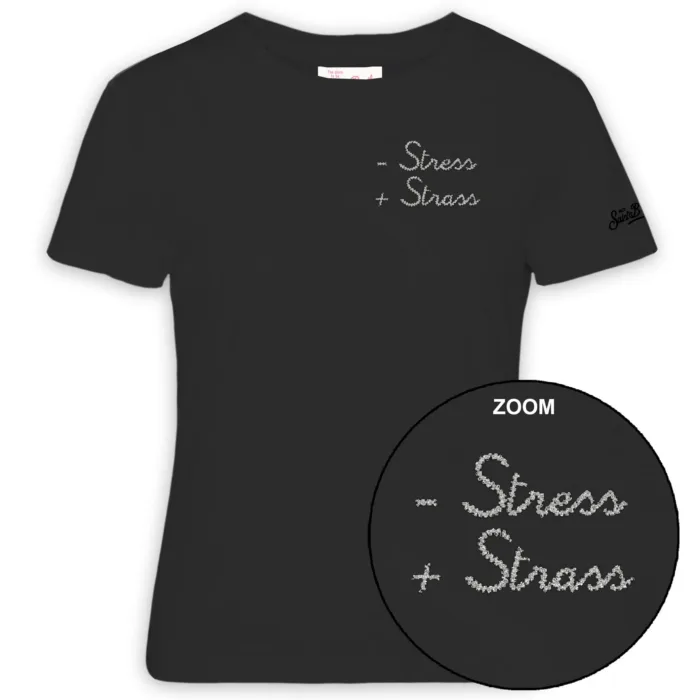 T-shirt Mc2 Saint Barth Nero art. Emilie Stress Strass 00 Strass, foto 1 di 1