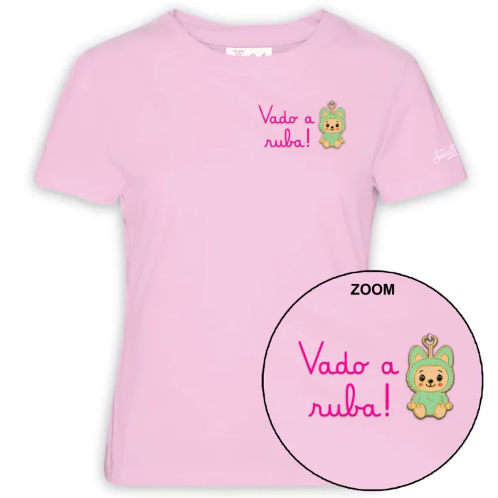 T-shirt Mc2 Saint Barth Rosa art. Emilie Vado Ruba Puppy 20 Charm Emb, foto 1 di 1
