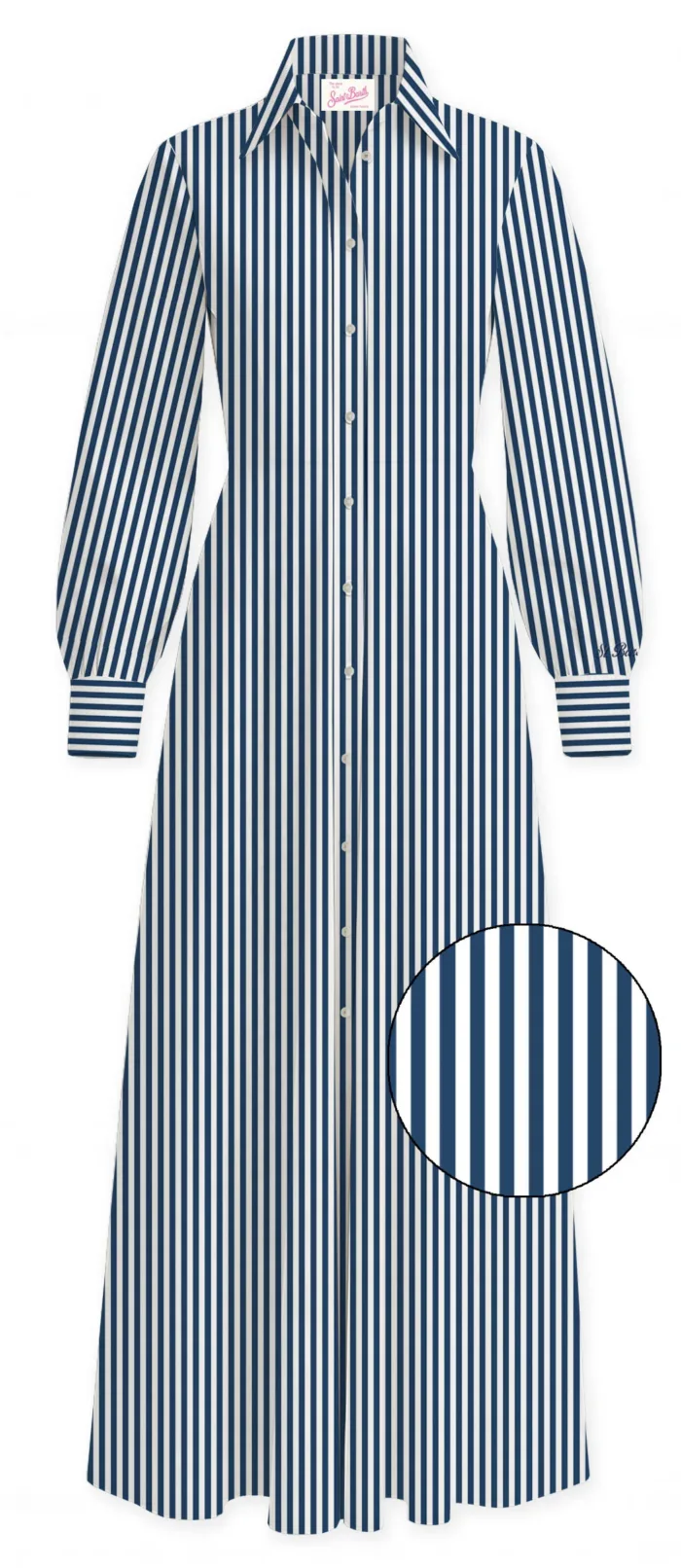 Abito lungo Chemisiere a Righe Bianche e BluMc2 Saint Barth art. Giuni Cotton Stripes V 61, foto 1 di 1