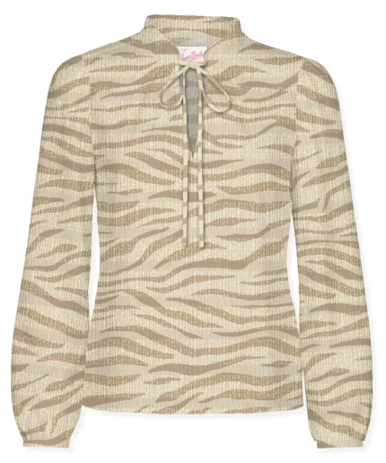 Blusa Mc2 Saint Barth Beige art. Harper Silk Voile Lurex Zebra 1011
