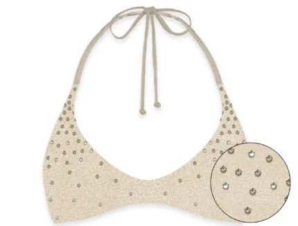 Bralette Triangolo Mc2 Saint Barth Oro art. Hespera Shiny Strass Waterfall Gold