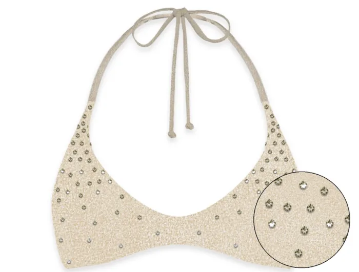 Bralette Triangolo Mc2 Saint Barth Oro art. Hespera Shiny Strass Waterfall Gold, foto 1 di 1