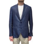 Giacca La Torre in Puro Lino Blu Denim Scuro Drop 7 Art. F74 PU0301/100