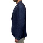 Giacca La Torre in Puro Lino Blu Denim Scuro Drop 7 Art. F74 PU0301/100 - immagine 2