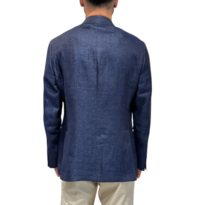Giacca Latorre in Puro Lino Blu Denim Scuro Drop 7 Art. F74 PU0301/100, foto 3 di 3