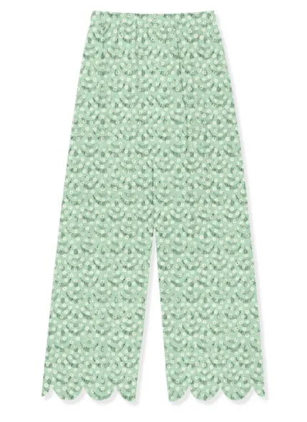 Pantalone Donna in Cotone Mc2 Saint Barth Verde Acqua art. Inez Crochet Shell Paillettes 55