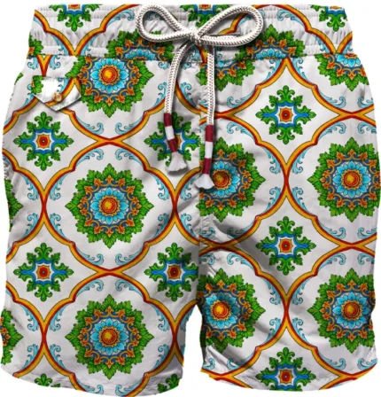 Costume Mc2 Saint Barth Bianco con Stampa Maioliche art. Lighting 70 Maj Antique 01