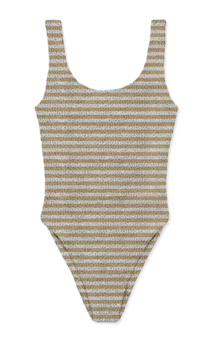 Costume Intero Mc2 Saint Barth a Righe Bianche e Beige art. Lora W Crinkle Stripes 11