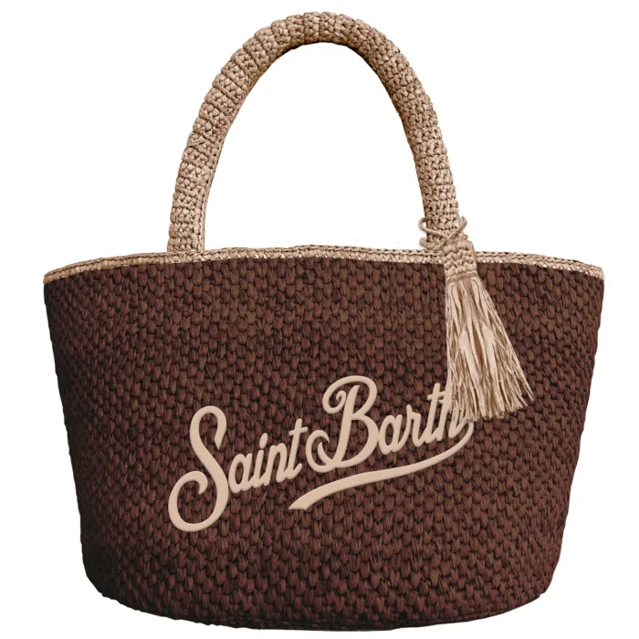 Borsa a Spalla Media Mc2 Saint Barth Marrone art. Marcy Raffia Mid 1811 Emb, foto 1 di 1