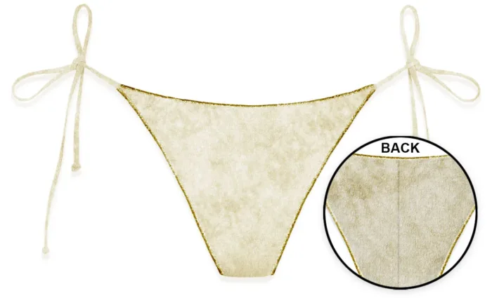Slip Brasiliana Mc2 Saint Barth Platino art. Marielle Overlock Velvet 10 Gold, foto 1 di 1