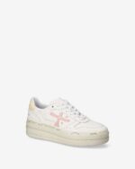 Sneakers Premiata Donna In Pelle Bianca e Spoiler Giallo art. Micol 8196 - immagine 2