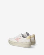 Sneakers Premiata Donna In Pelle Bianca e Spoiler Giallo art. Micol 8196 - immagine 5