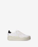 Sneakers Premiata Donna In Pelle Bianca e Spoiler Nero art. Micol 8197