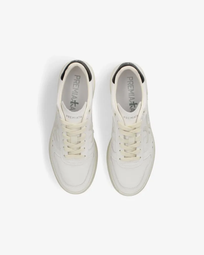 Sneakers Premiata Donna In Pelle Bianca e Spoiler Nero art. Micol 8197, foto 5 di 5
