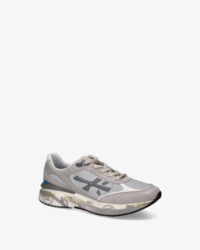 Sneakers Premiata Uomo in Camoscio e Tessuto Grigio art. Moerun 8079, foto 2 di 5