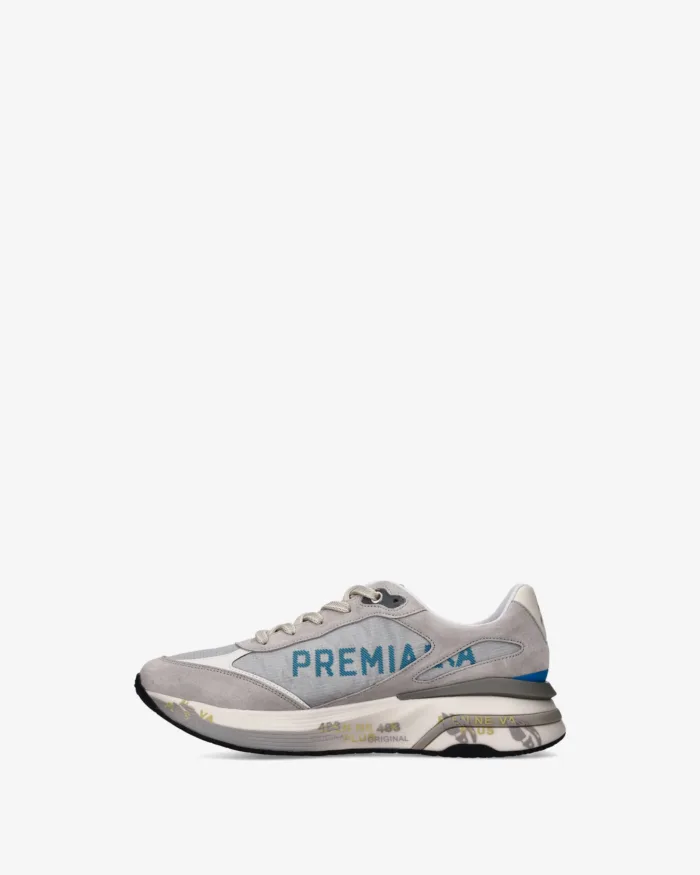 Sneakers Premiata Uomo in Camoscio e Tessuto Grigio art. Moerun 8079, foto 3 di 5
