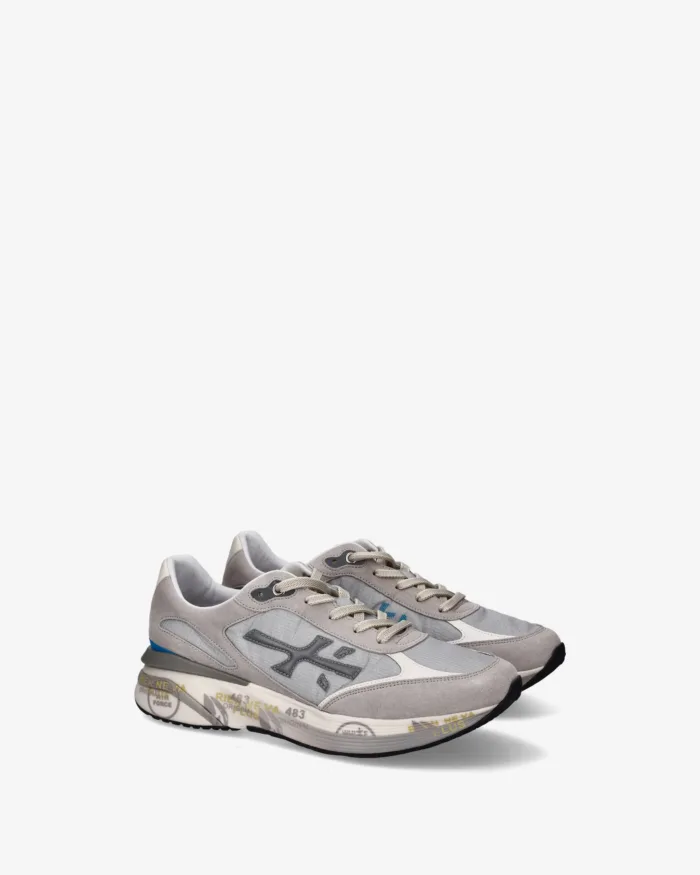 Sneakers Premiata Uomo in Camoscio e Tessuto Grigio art. Moerun 8079, foto 4 di 5