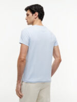 T-shirt slim fit in cotone Uomo Tommy Hilfiger Celeste con Bandierina ricamata art. MW0MW10800 C10 - immagine 2