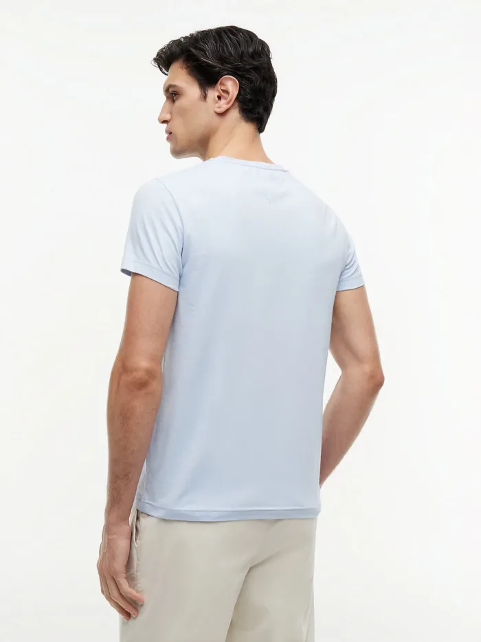 T-shirt slim fit in cotone Uomo Tommy Hilfiger Celeste con Bandierina ricamata art. MW0MW10800 C10, foto 2 di 3