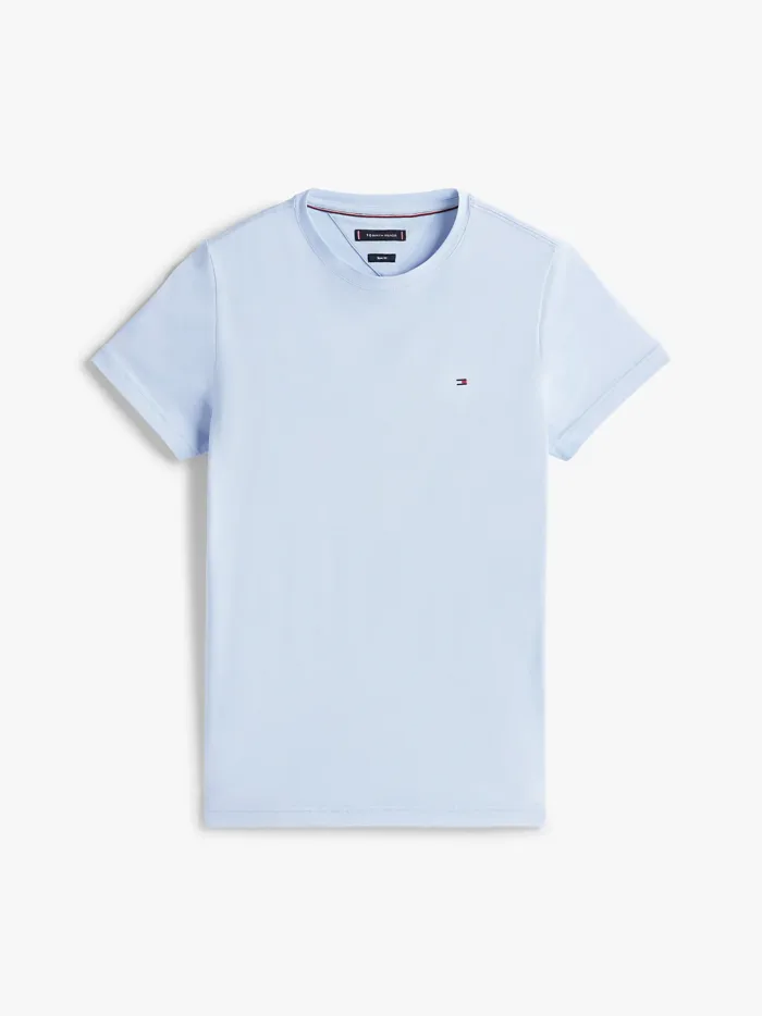 T-shirt slim fit in cotone Uomo Tommy Hilfiger Celeste con Bandierina ricamata art. MW0MW10800 C10, foto 3 di 3
