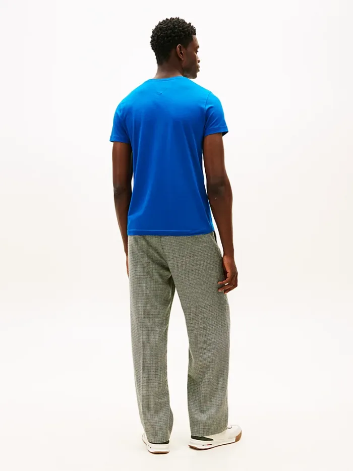T-shirt Uomo Tommy Hilfiger Slim fit Blu Elettrico in Cotone con Bandierina cod MW0MW10800 C3D, foto 2 di 3