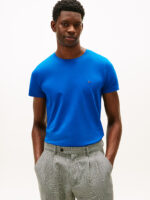 T-shirt Uomo Tommy Hilfiger Slim fit Blu Elettrico in Cotone con Bandierina cod MW0MW10800 C3D