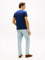 T-shirt slim fit in cotone Uomo Tommy Hilfiger Blu Notte con Bandierina ricamata art. MW0MW10800 DCC - immagine 2
