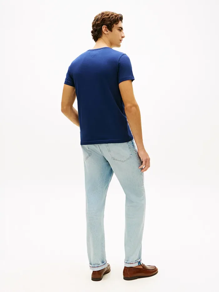 T-shirt slim fit in cotone Uomo Tommy Hilfiger Blu Notte con Bandierina ricamata art. MW0MW10800 DCC, foto 2 di 3