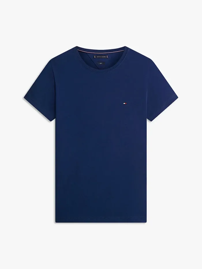 T-shirt slim fit in cotone Uomo Tommy Hilfiger Blu Notte con Bandierina ricamata art. MW0MW10800 DCC, foto 3 di 3