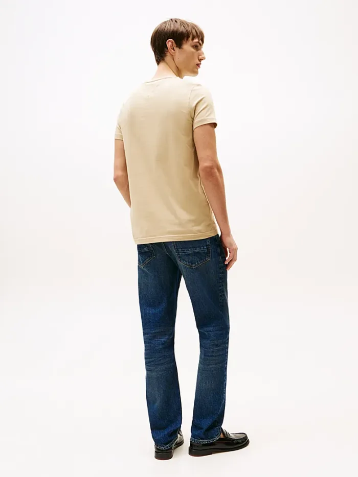T-shirt Uomo Tommy Hilfiger Slim fit Beige in Cotone con Bandierina cod MW0MW10800 AFE, foto 2 di 3
