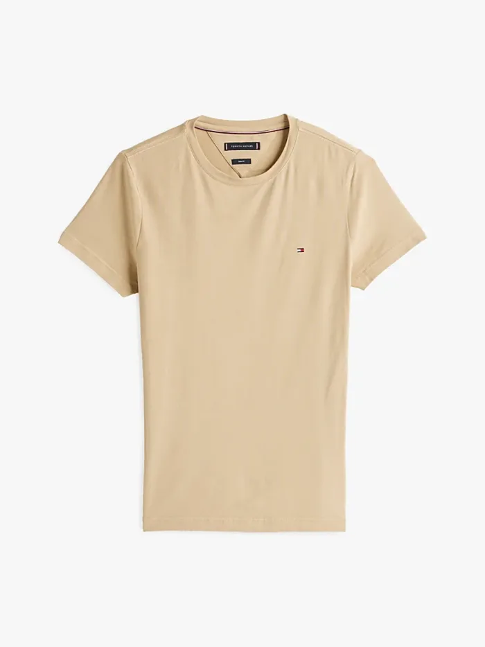 T-shirt Uomo Tommy Hilfiger Slim fit Beige in Cotone con Bandierina cod MW0MW10800 AFE, foto 3 di 3