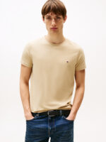 T-shirt Uomo Tommy Hilfiger Slim fit Beige in Cotone con Bandierina cod MW0MW10800 AFE