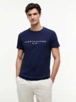 T-shirt Slim fit in jersey Uomo Tommy Hilfiger Blu con Logo Ricamato art. MW0MW11797 DCC