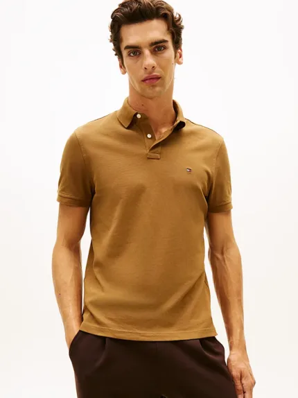 Polo 1985 regular fit in piqué Uomo Tommy Hilfiger Beige Khaki art. MW0MW17770 GWP
