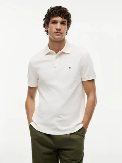 Polo 1985 regular fit in piqué Uomo Tommy Hilfiger Avorio art. MW0MW17770 Z00