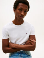 T-shirt Uomo Tommy Hilfiger Slim fit Bianco in Cotone con Bandierina cod MW0MW27539 YBR - immagine 2