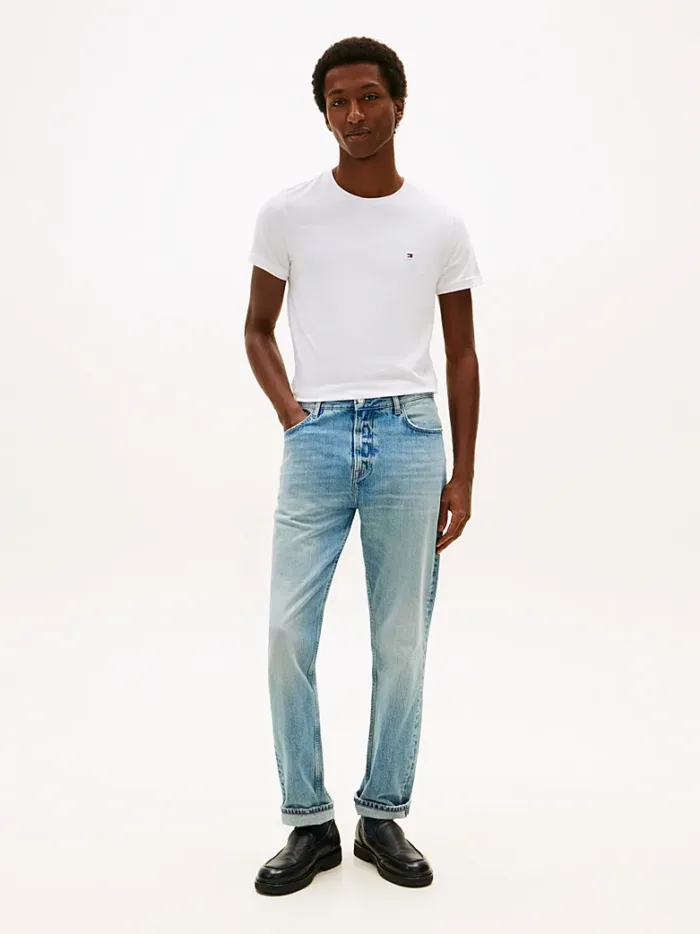 T-shirt Uomo Tommy Hilfiger Slim fit Bianco in Cotone con Bandierina cod MW0MW27539 YBR, foto 3 di 5