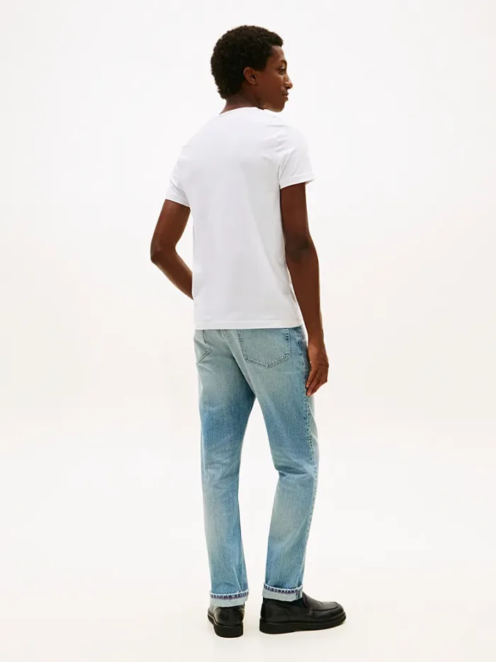 T-shirt Uomo Tommy Hilfiger Slim fit Bianco in Cotone con Bandierina cod MW0MW27539 YBR, foto 4 di 5