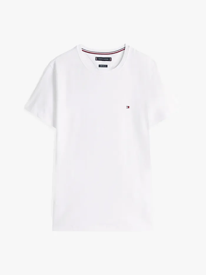 T-shirt Uomo Tommy Hilfiger Slim fit Bianco in Cotone con Bandierina cod MW0MW27539 YBR, foto 5 di 5