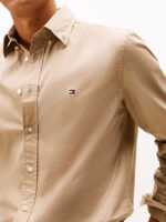 Camicia Uomo Tommy Hilfiger in Popeline Beige Tortora Fit cod MW0MW37550 AFE - immagine 3