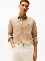 Camicia Uomo Tommy Hilfiger in Popeline Beige Tortora Fit cod MW0MW37550 AFE - immagine 2