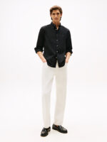Camicia Uomo Tommy Hilfiger in Popeline Nera Regular Fit cod MW0MW39988 BDS - immagine 2