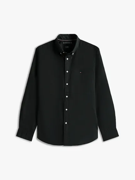 Camicia Uomo Tommy Hilfiger in Popeline Nera Regular Fit cod MW0MW39988 BDS