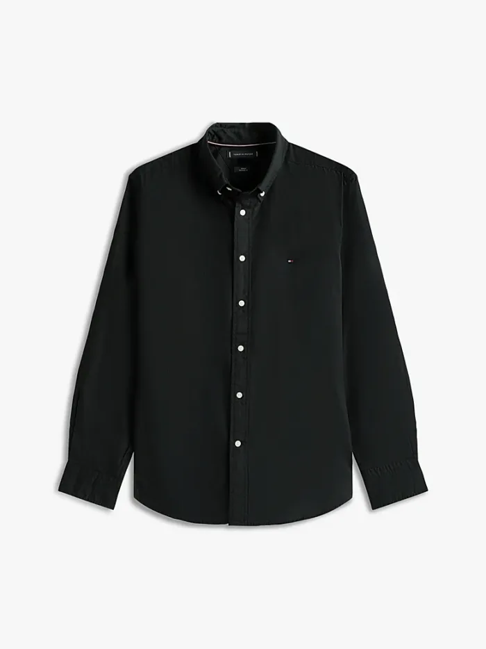 Camicia Uomo Tommy Hilfiger in Popeline Nera Regular Fit cod MW0MW39988 BDS, foto 1 di 3